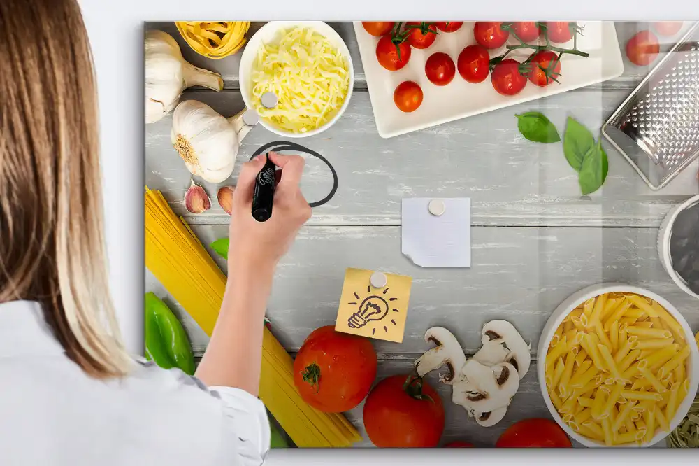 Tableau magnétique à dessiner sur le thème des ingrédients culinaires