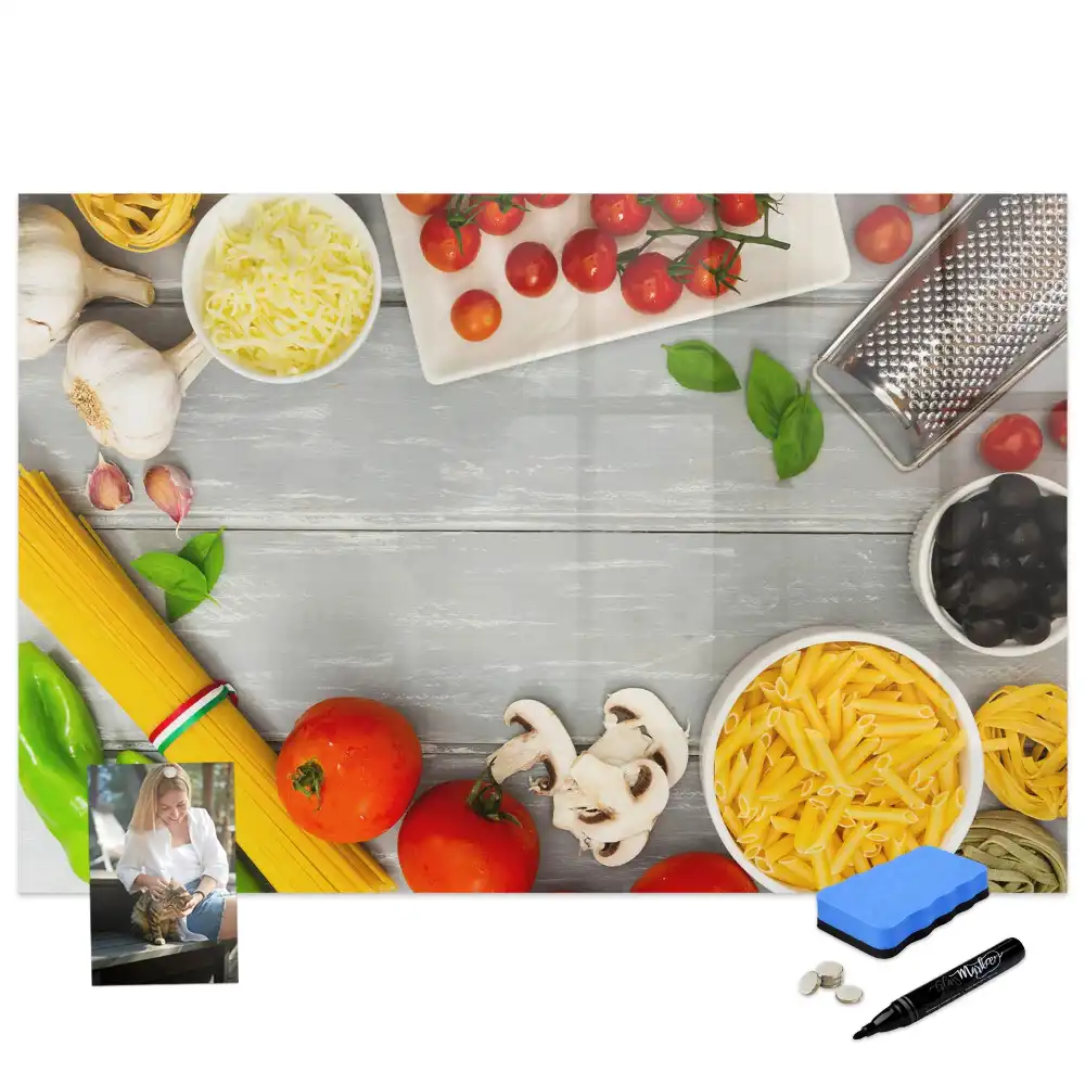 Tableau magnétique à dessiner sur le thème des ingrédients culinaires