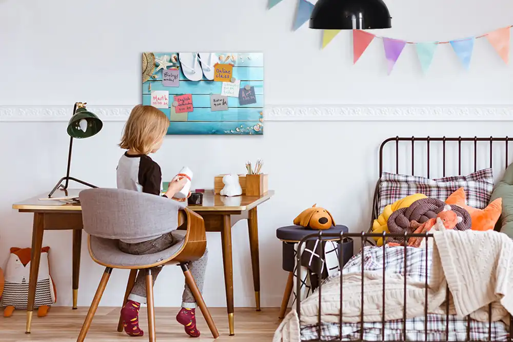 Tableau magnétique à dessiner pour enfants motif vacances