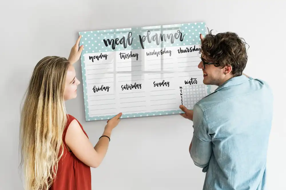 Tableau magnétique effaçable pour planning de repas