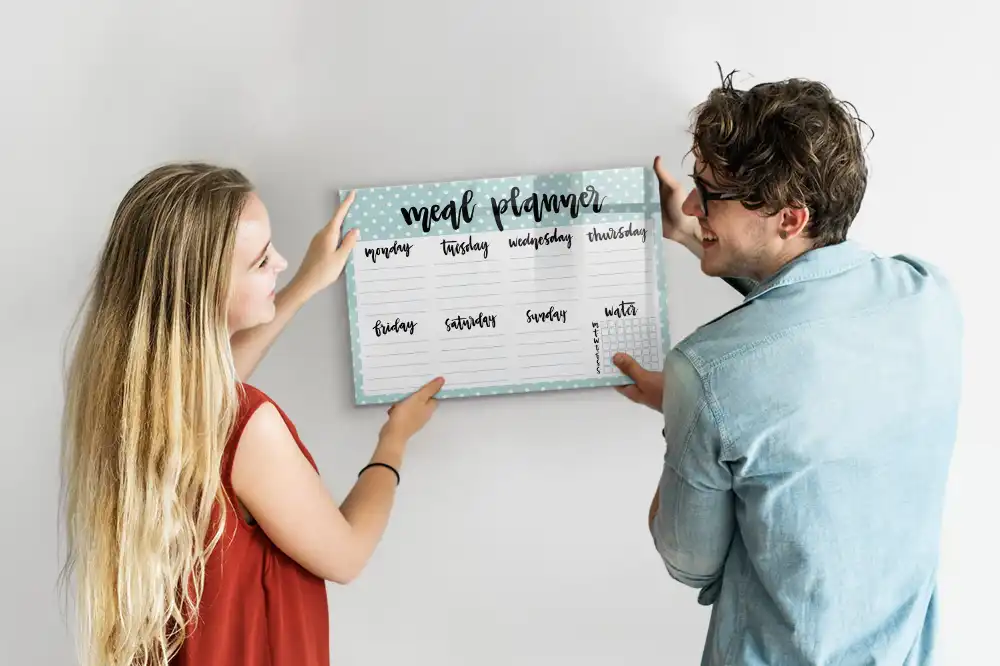 Tableau magnétique effaçable pour planning de repas