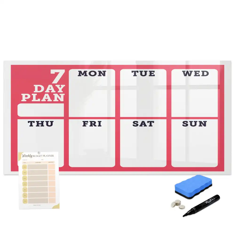 Tableau blanc magnétique effaçable à sec avec planning des tâches hebdomadaires