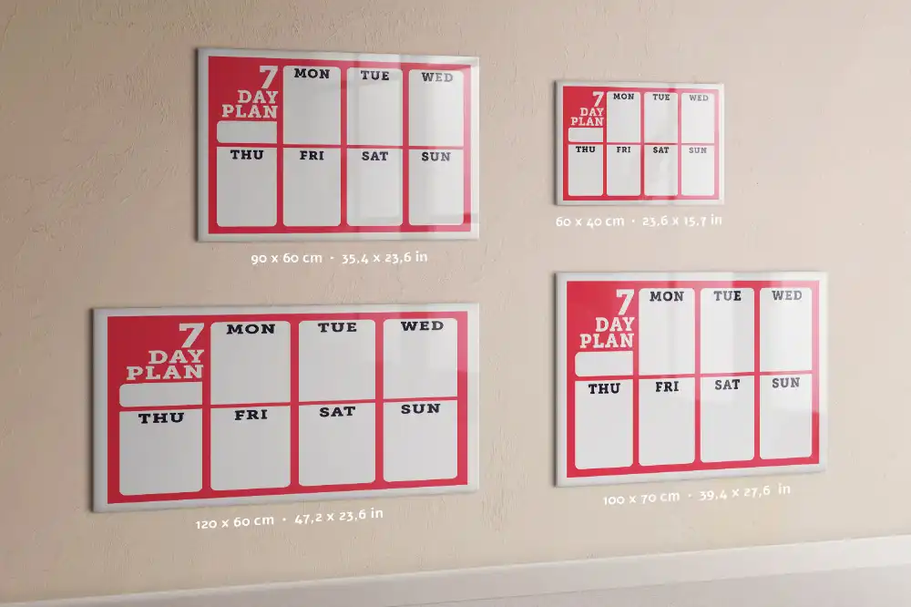 Tableau blanc magnétique effaçable à sec avec planning des tâches hebdomadaires