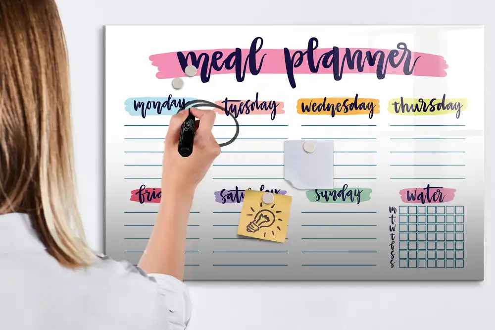 Tableau magnétique hebdomadaire pour menu de cuisine