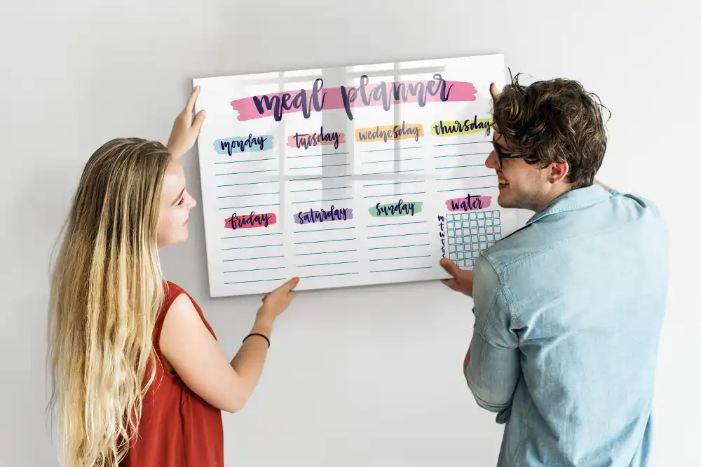 Tableau magnétique hebdomadaire pour menu de cuisine