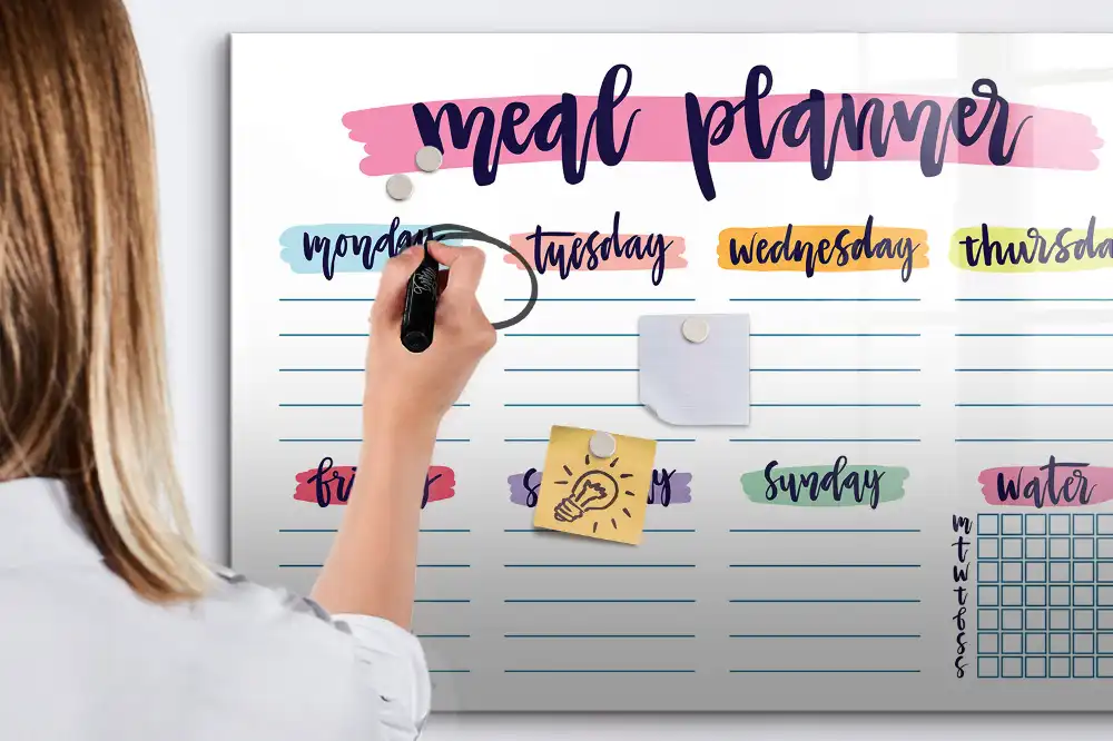 Tableau magnétique hebdomadaire pour menu de cuisine