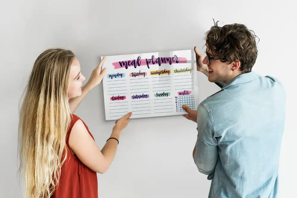 Tableau magnétique hebdomadaire pour menu de cuisine