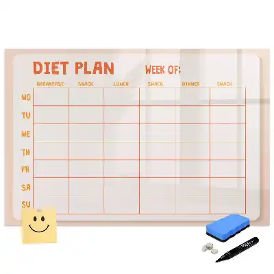 Tableau blanc magnétique effaçable à sec pour planning de repas hebdomadaire