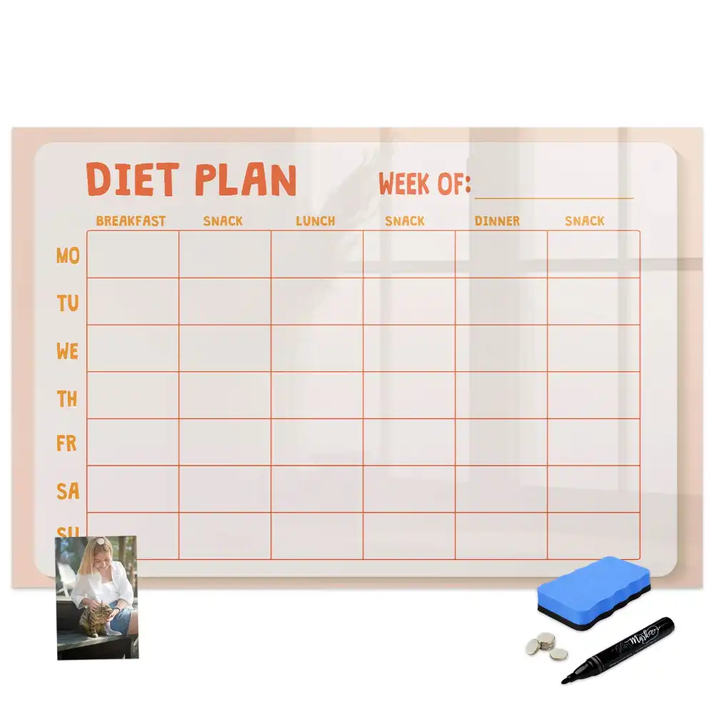 Tableau blanc magnétique effaçable à sec pour planning de repas hebdomadaire