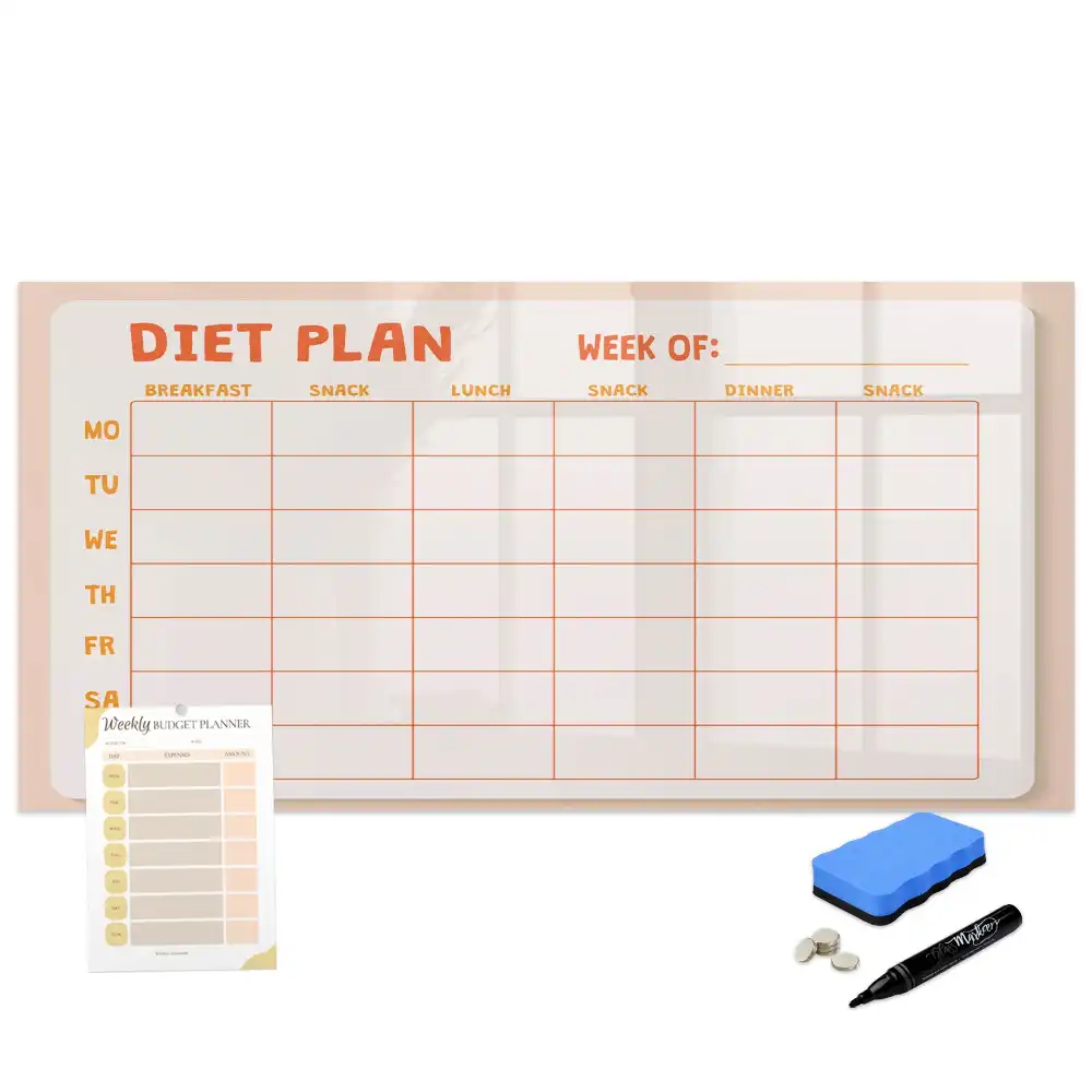 Tableau blanc magnétique effaçable à sec pour planning de repas hebdomadaire