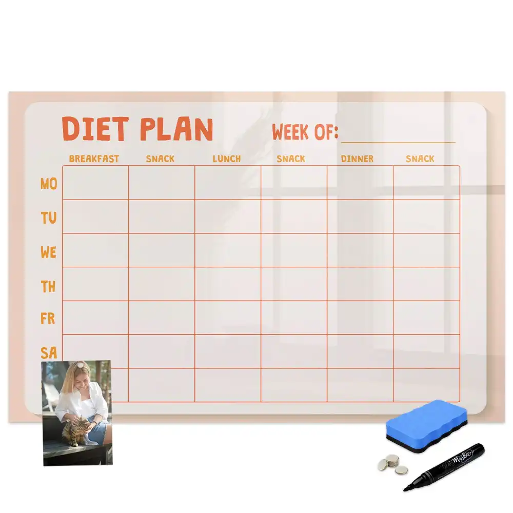 Tableau blanc magnétique effaçable à sec pour planning de repas hebdomadaire