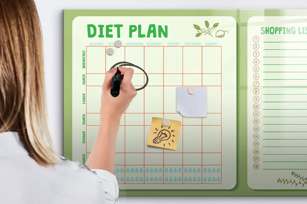 Tableau magnétique pour le programme des repas de la semaine