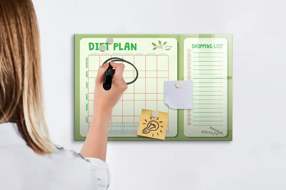 Tableau magnétique pour le programme des repas de la semaine