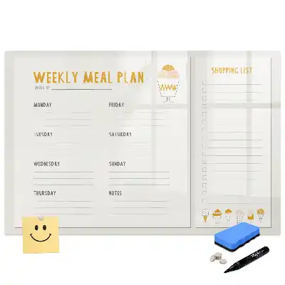 Tableau blanc magnétique effaçable à sec pour planning de repas