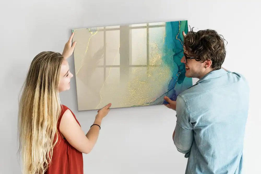 Tableau blanc magnétique effaçable à sec à motif marbre multicolore