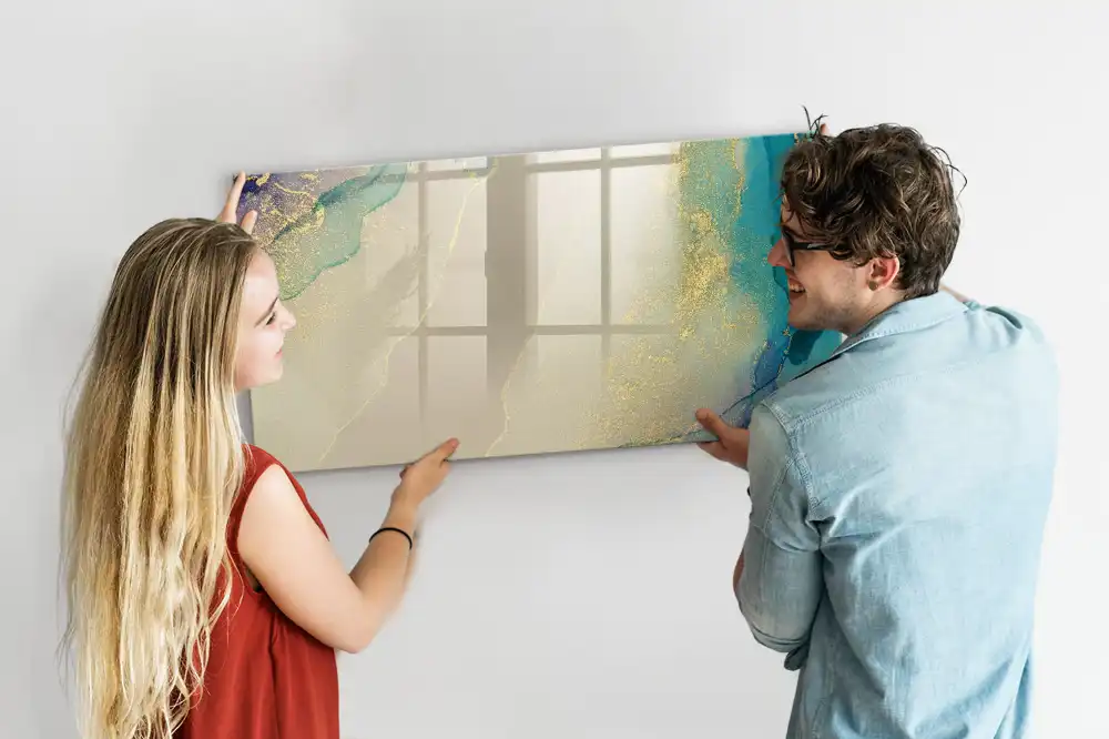 Tableau blanc magnétique effaçable à sec à motif marbre multicolore