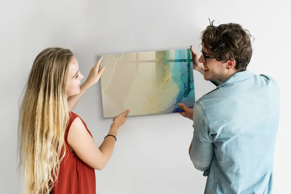 Tableau blanc magnétique effaçable à sec à motif marbre multicolore