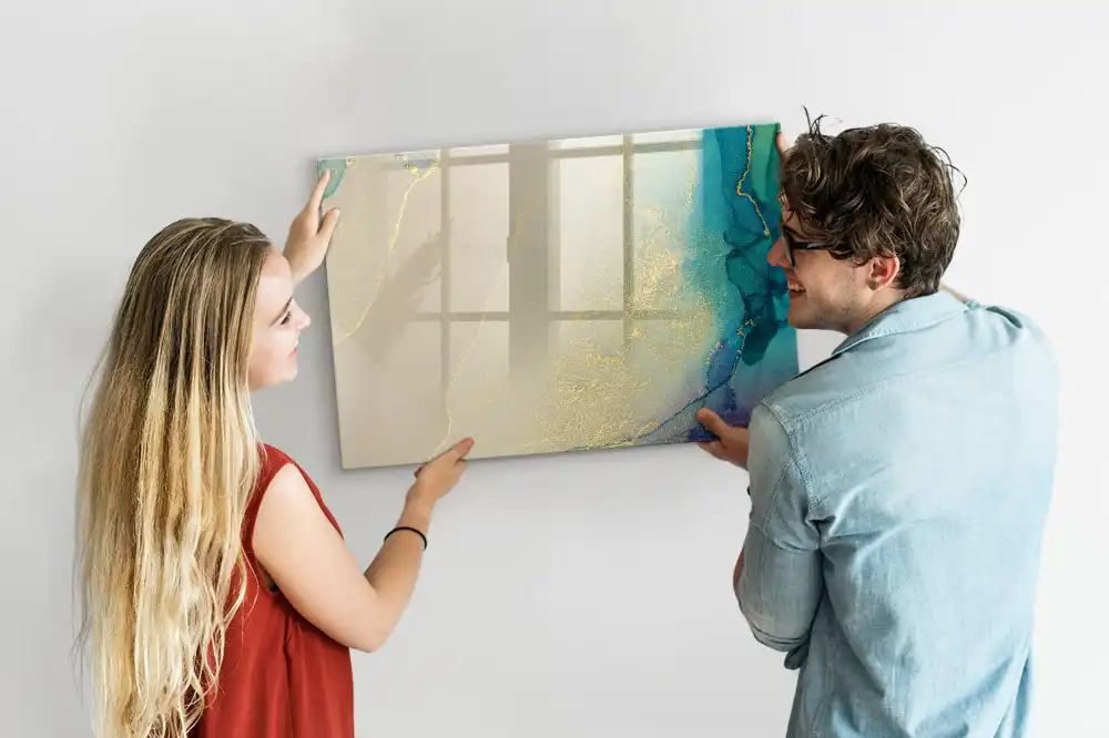 Tableau blanc magnétique effaçable à sec à motif marbre multicolore