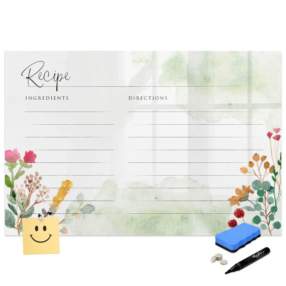 Tableau blanc magnétique effaçable à sec avec espace pour notes de cuisine