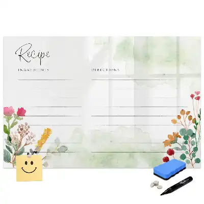 Tableau blanc magnétique effaçable à sec avec espace pour notes de cuisine