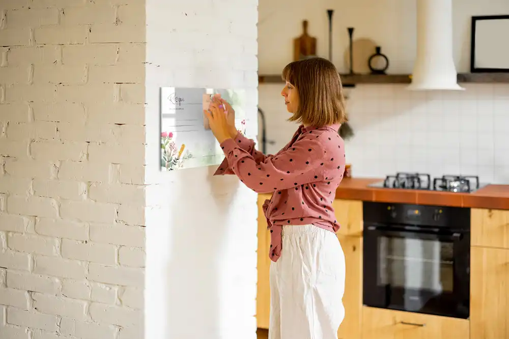 Tableau blanc magnétique effaçable à sec avec espace pour notes de cuisine