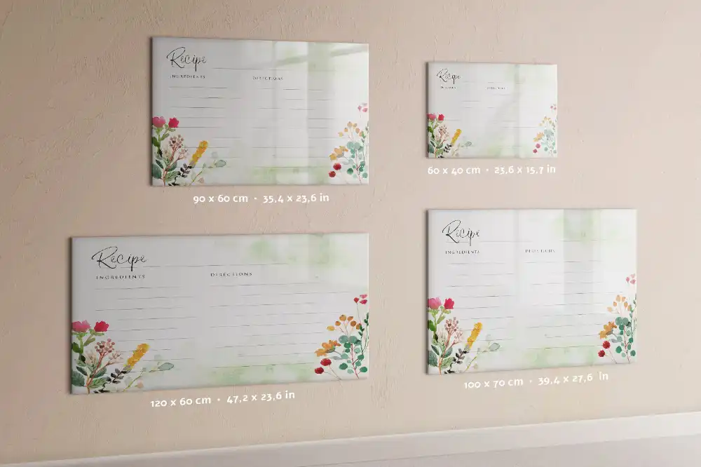 Tableau blanc magnétique effaçable à sec avec espace pour notes de cuisine
