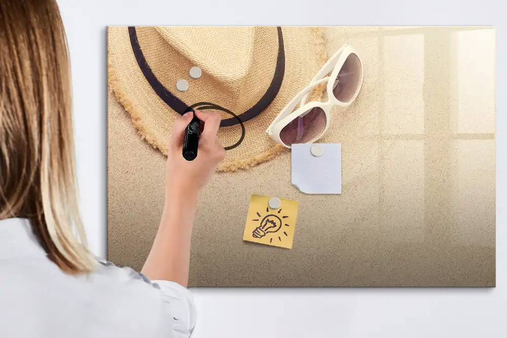 Tableau magnétique pour écriture avec accessoires thème plage d'été