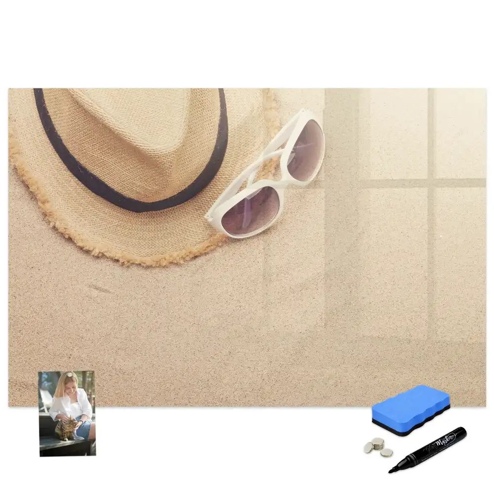 Tableau magnétique pour écriture avec accessoires thème plage d'été