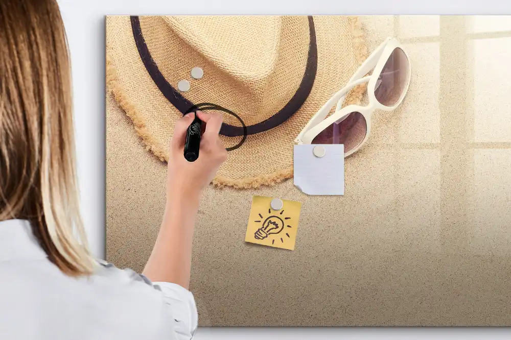 Tableau magnétique pour écriture avec accessoires thème plage d'été