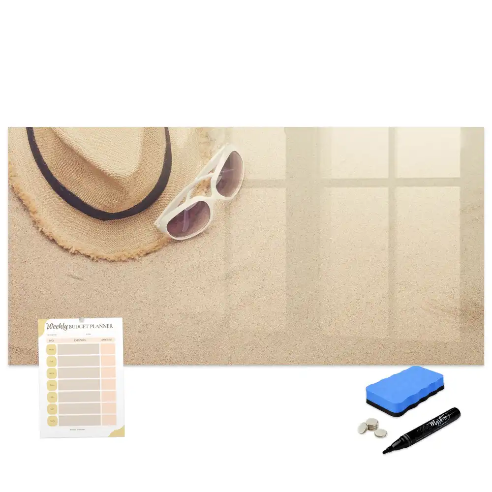 Tableau magnétique pour écriture avec accessoires thème plage d'été