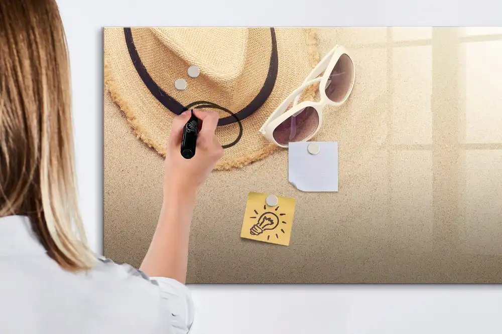 Tableau magnétique pour écriture avec accessoires thème plage d'été