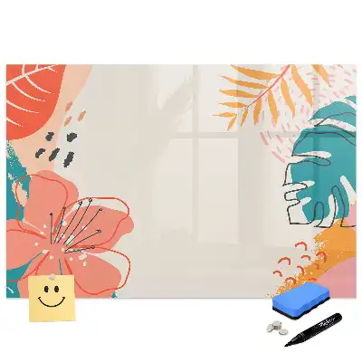 Tableau magnétique pour écriture motif plantes exotiques hawaïennes