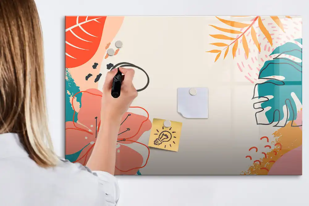 Tableau magnétique pour écriture motif plantes exotiques hawaïennes