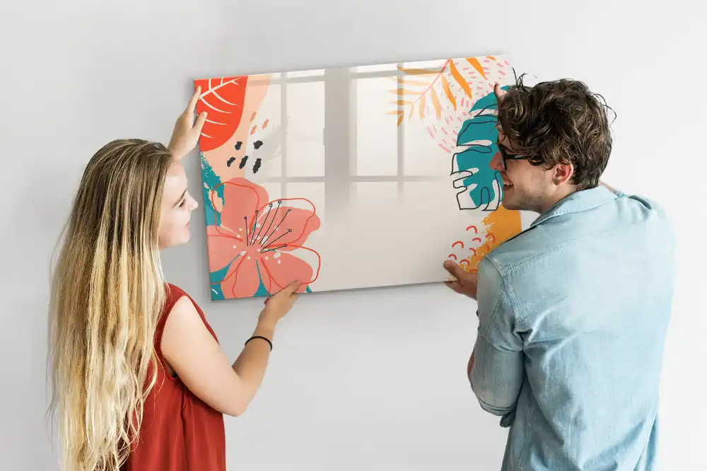 Tableau magnétique pour écriture motif plantes exotiques hawaïennes