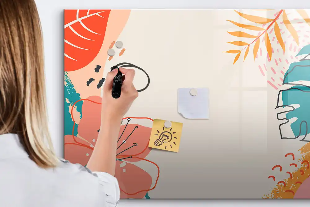 Tableau magnétique pour écriture motif plantes exotiques hawaïennes