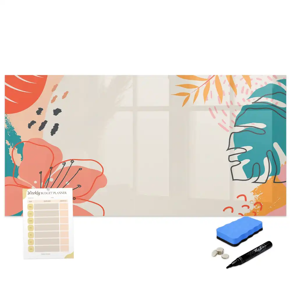 Tableau magnétique pour écriture motif plantes exotiques hawaïennes