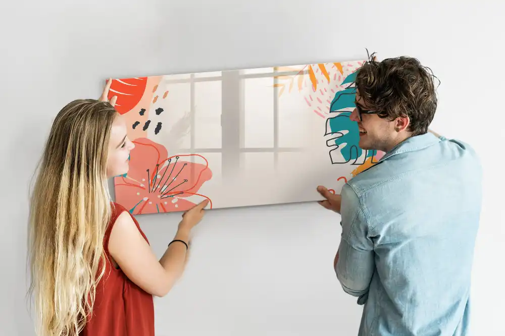 Tableau magnétique pour écriture motif plantes exotiques hawaïennes