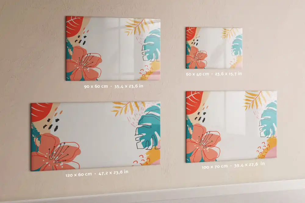 Tableau magnétique pour écriture motif plantes exotiques hawaïennes
