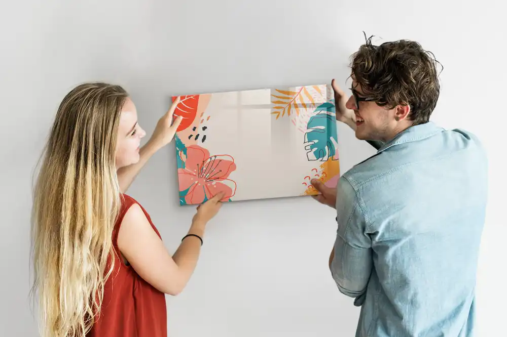 Tableau magnétique pour écriture motif plantes exotiques hawaïennes