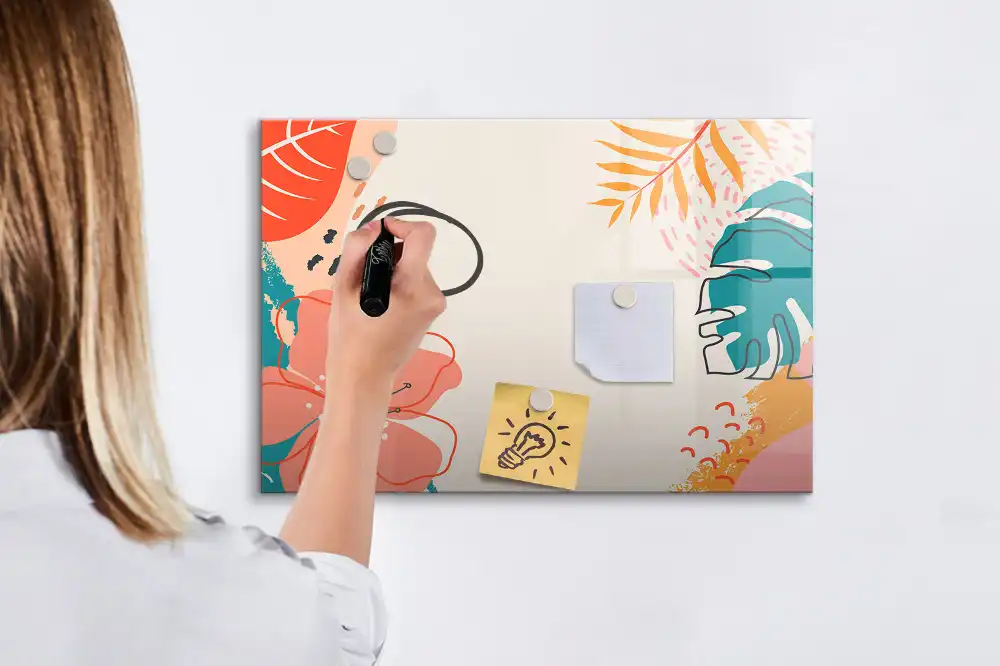 Tableau magnétique pour écriture motif plantes exotiques hawaïennes