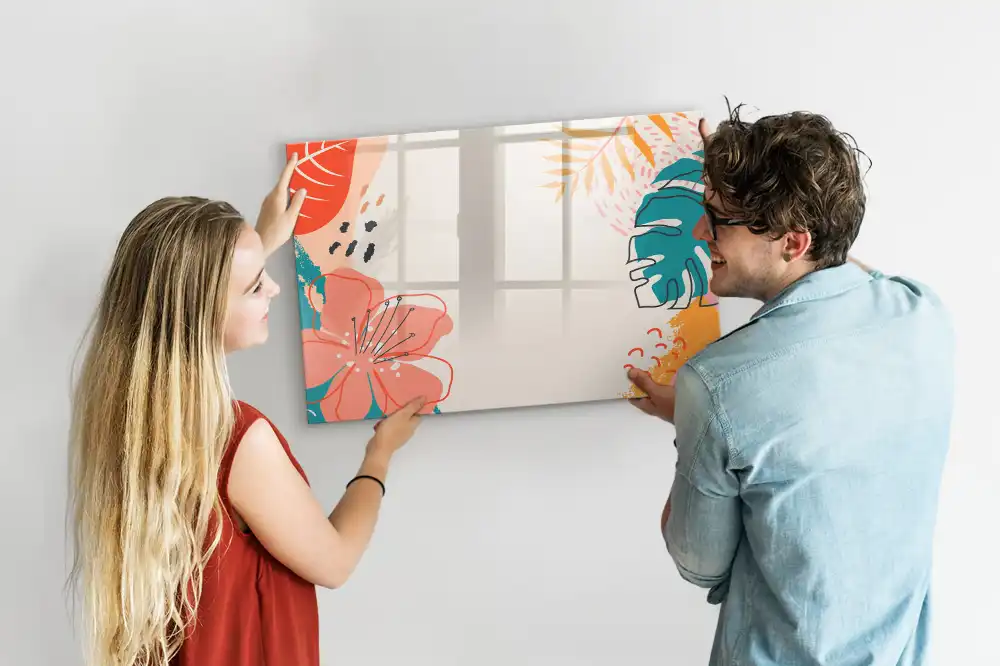 Tableau magnétique pour écriture motif plantes exotiques hawaïennes