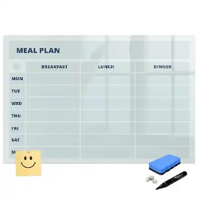 Tableau blanc magnétique effaçable à sec avec graphismes de menu pastel
