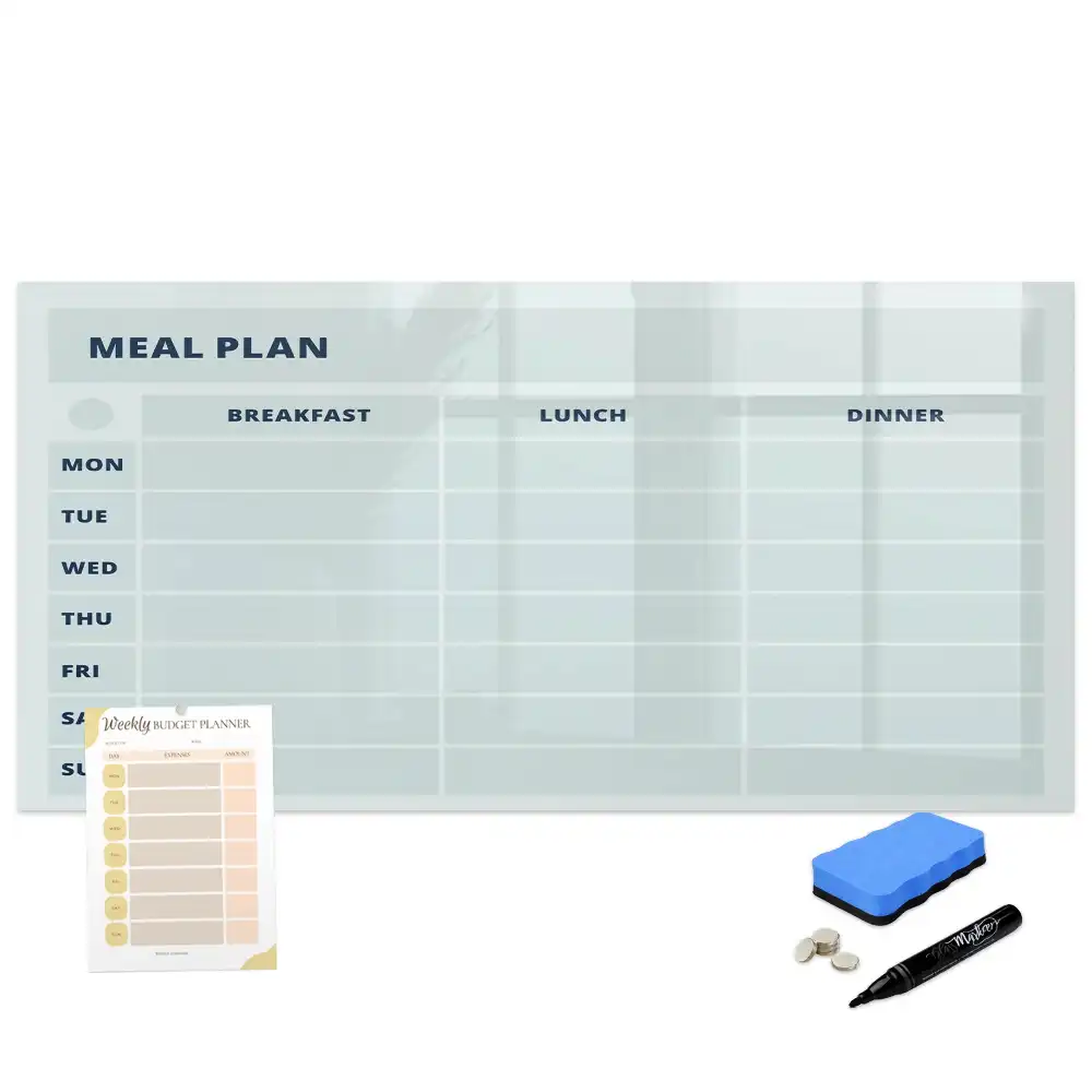 Tableau blanc magnétique effaçable à sec avec graphismes de menu pastel