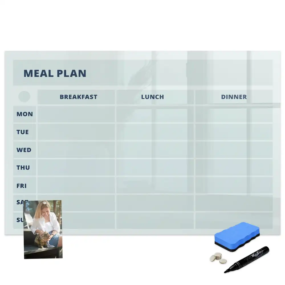 Tableau blanc magnétique effaçable à sec avec graphismes de menu pastel
