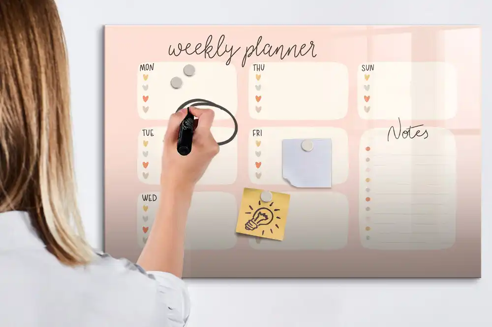 Tableau magnétique hebdomadaire effaçable pour planning de 7 jours