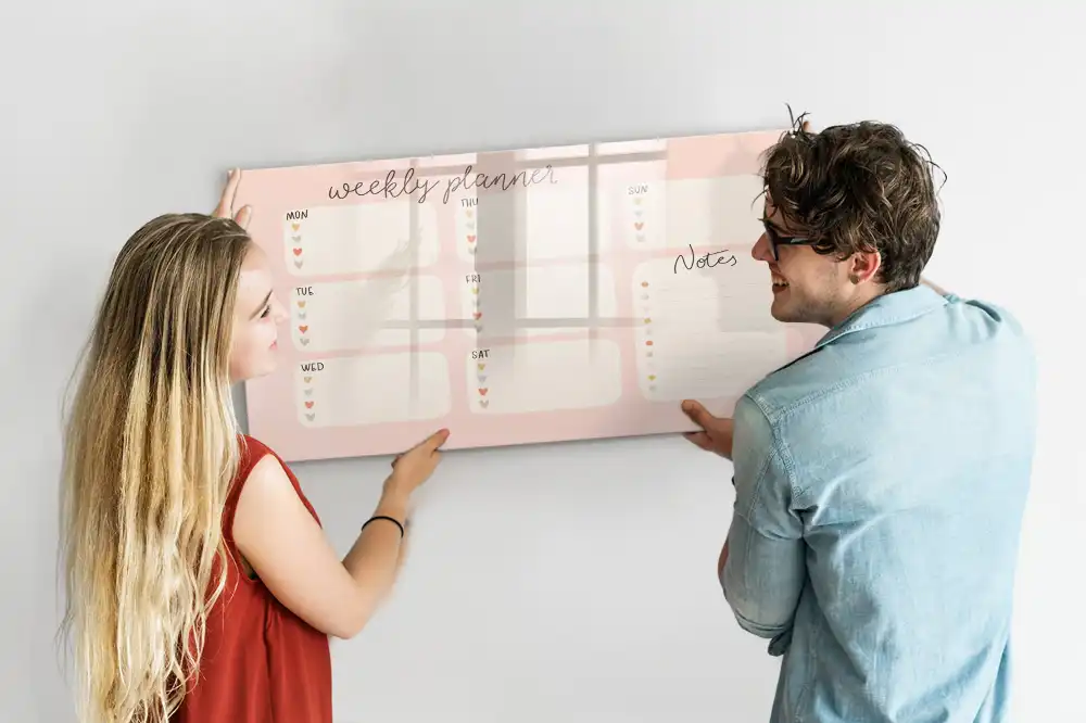 Tableau magnétique hebdomadaire effaçable pour planning de 7 jours