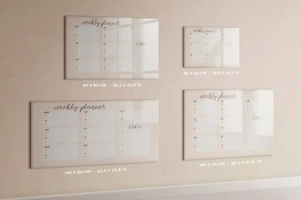 Tableau magnétique hebdomadaire effaçable pour planning de 7 jours