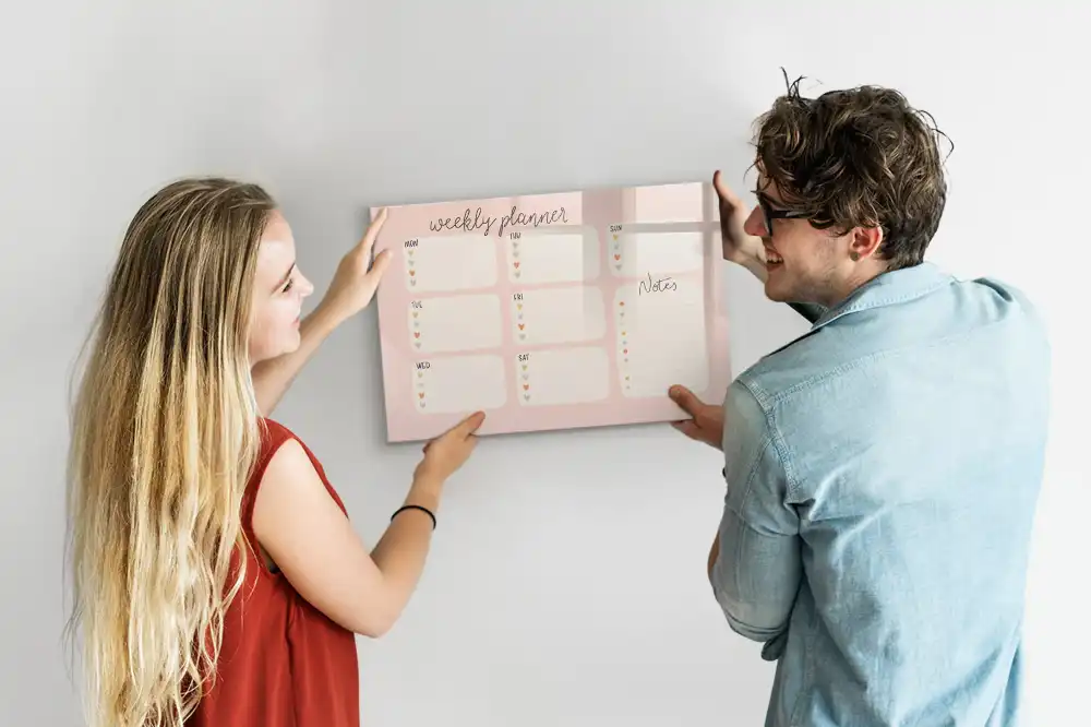 Tableau magnétique hebdomadaire effaçable pour planning de 7 jours
