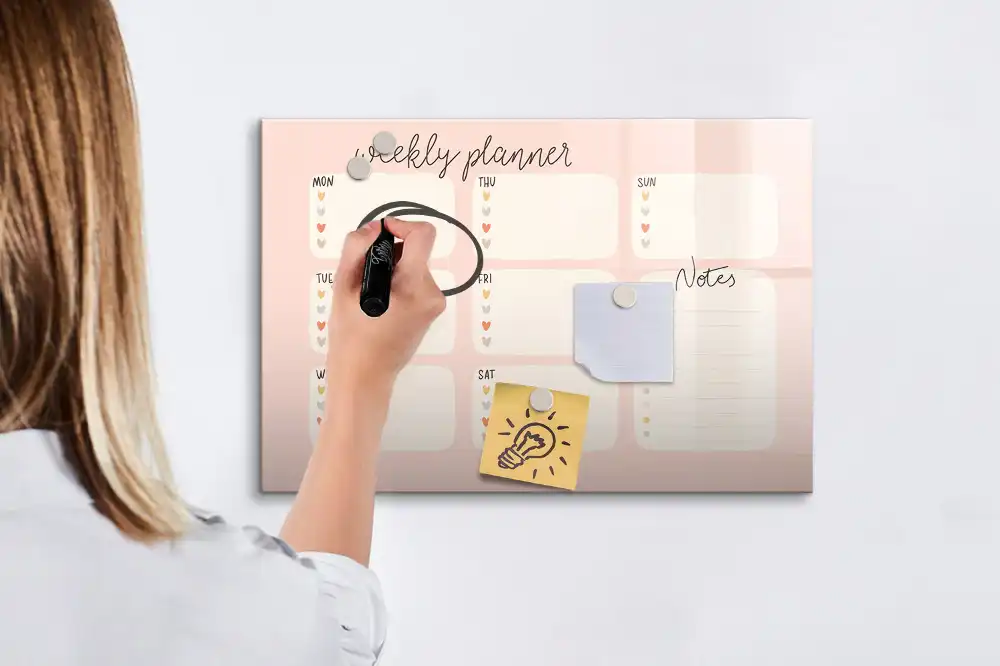 Tableau magnétique hebdomadaire effaçable pour planning de 7 jours