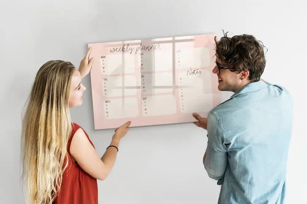 Tableau magnétique hebdomadaire effaçable pour planning de 7 jours